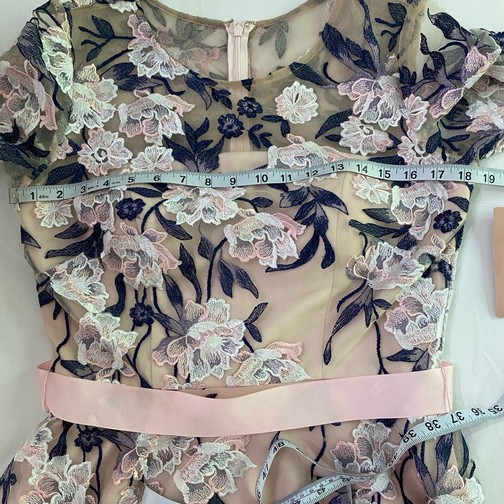 🆕BHLDN Linden Pink/Blue Floral Embroidered Tulle Illusion Neck MOB Dress SZ 12 - Picture 12 of 14